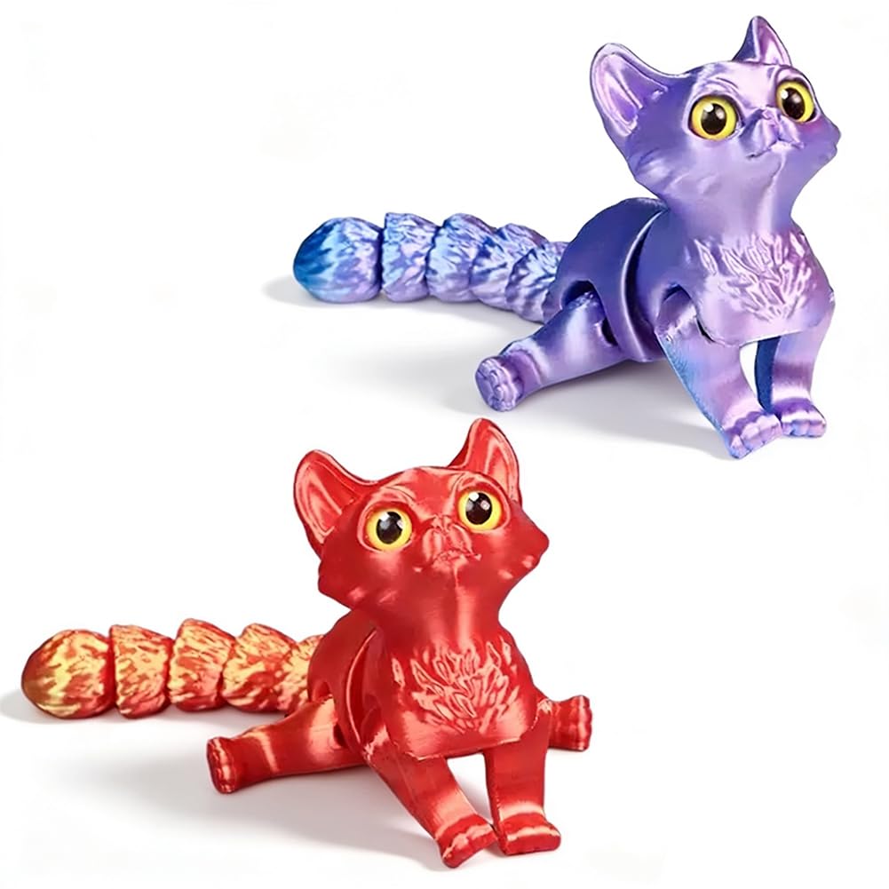 Hatfryf Unisex Kids Multicolor 3D Printed Cat Animals, Cat Articulated Fidget Toy, 3D Printed Animal Toys, 3D Printted Animal Toys Gift For Kids And Adult, Cats Articulating Figures For Desk Decoration Home Display