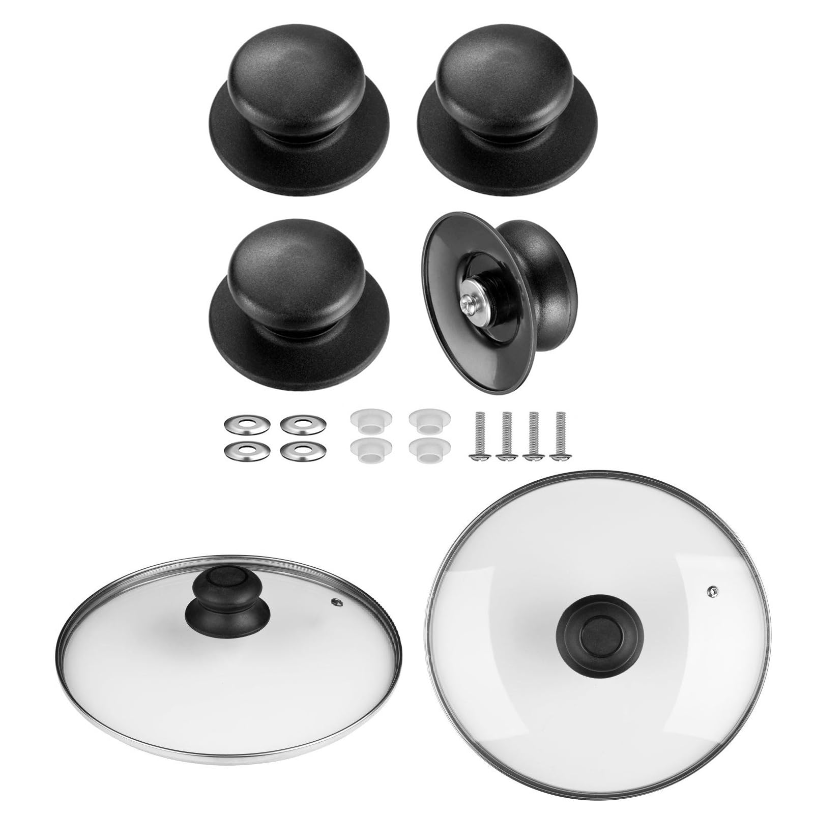 Lot De 4 Boutons De Couvercle De Casserole – Remplacement M5 75x45 Mm – Noir – Pour Mijoteuse, Cocotte, Faitout
