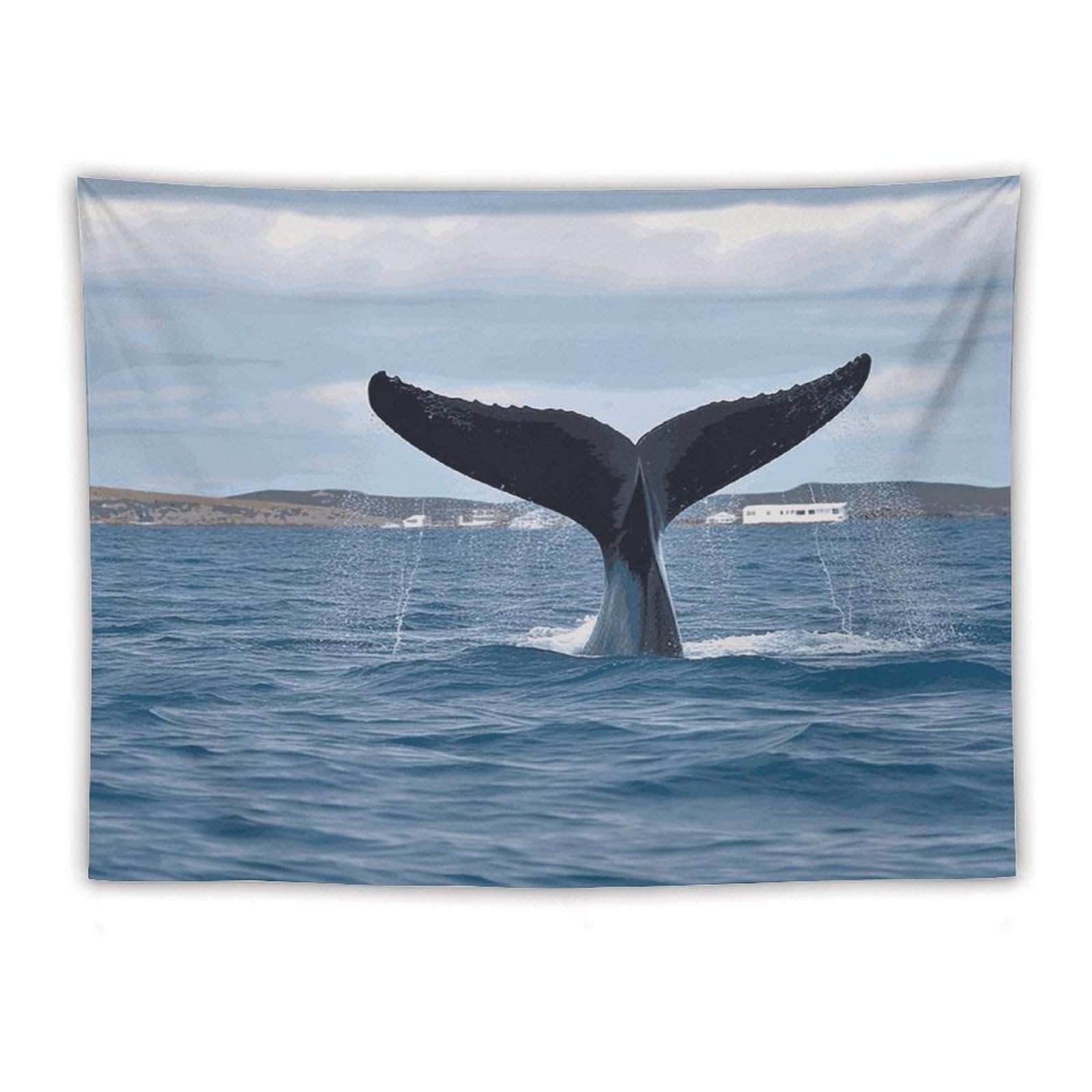 LDGSUPH Whale Tail Tapestry Wall Hanging Decor Anti-fading Aesthetic Wall Tapestries Fashion Wall Blanket Decor Modern Wall Art Tapestry for Bedroom Home Decor 60"x80"