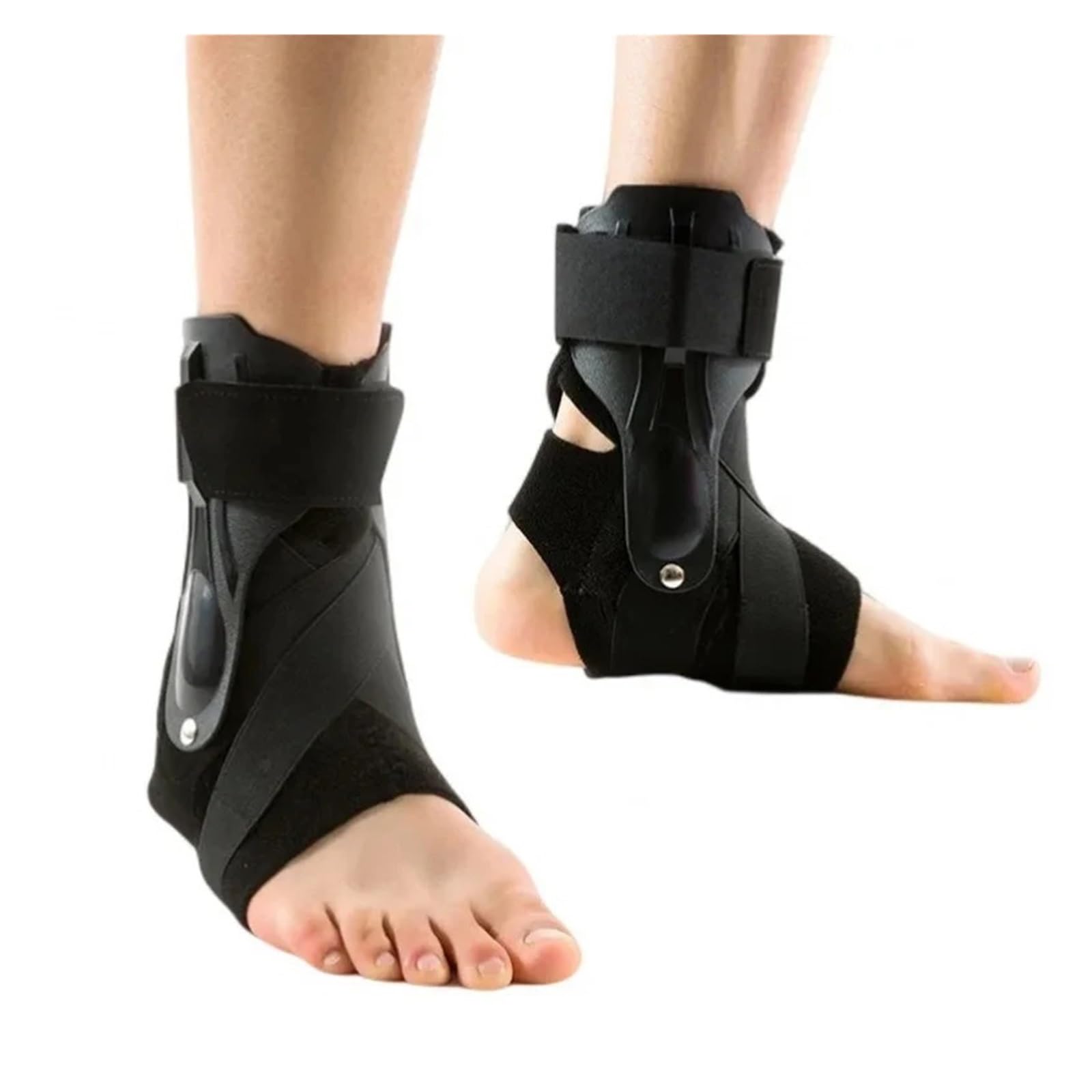 Tobillera Tobillera con estabilizadores laterales | Férula de recuperación de esguince for hombres y mujeres(Black,XL)