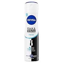 NIVEA Black & White Invisible Fresh Spray 6 x 150 ml, Deodorante donna per una freschezza 72h, Deodorante spray antitraspirante contro odori, sudore, residui, irritazioni e macchie su tessuti
