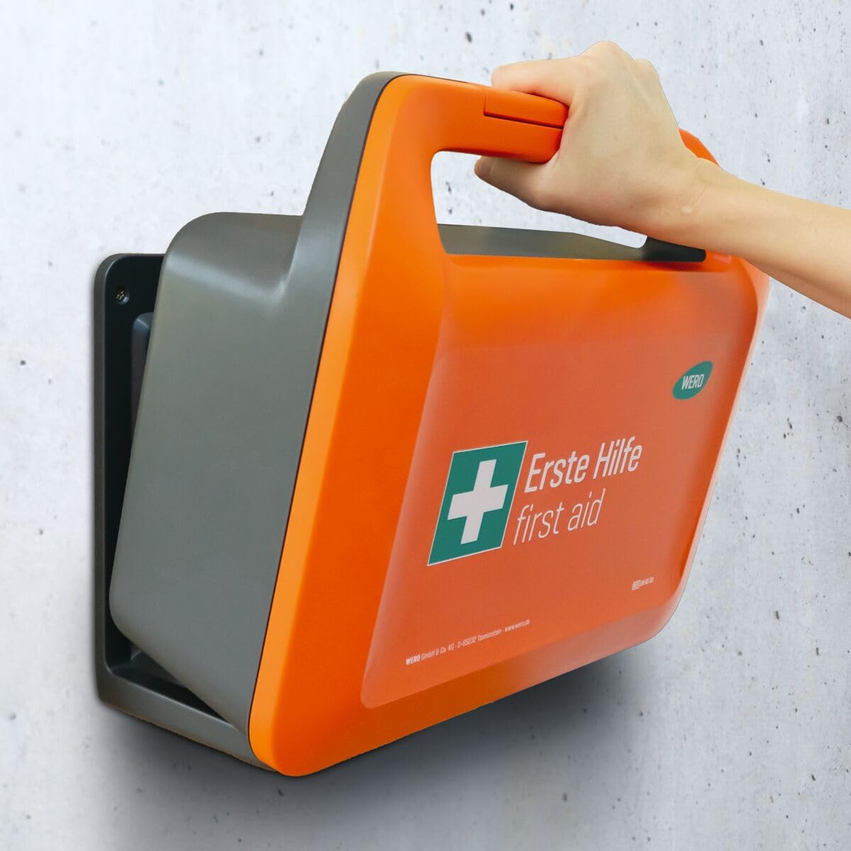 WERO Smart Case Erste-Hilfe-Koffer DIN 13157 erweitert, Allround | detektierbar, kompakt & robust, Farbleitsystem, staub- & spritzwassergeschützt, mit Wandhalterung