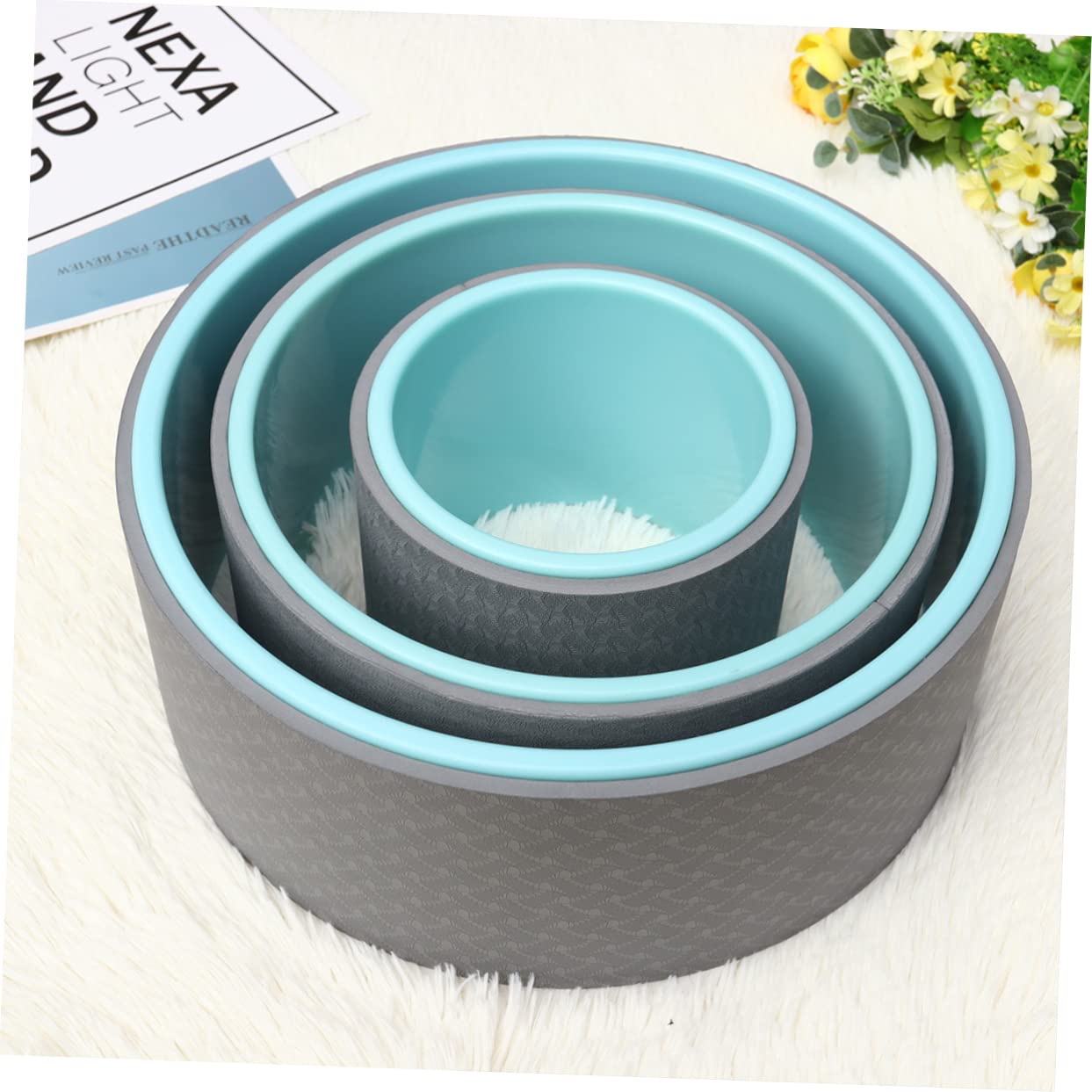 Abaodam Ruota Yoga Abs Blu da 6,5 Pollici per Allenamento Pilates e Fitness, Leggera e Resistente Fino a 300kg, per Esercizi a Terra e Rafforzamento Muscolare