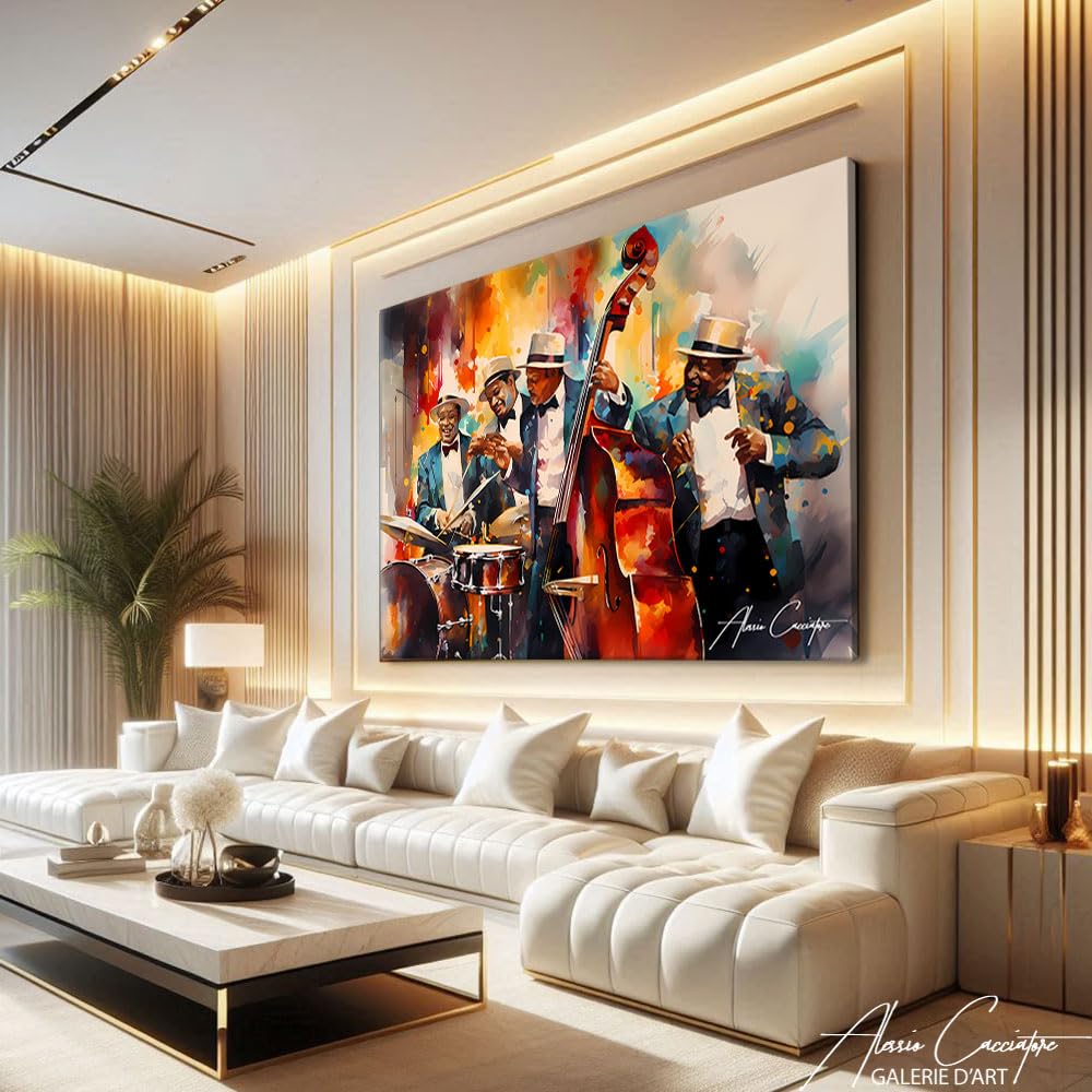 Stampa Musicista Jazz Stampa su Tela Musica Quadro Africano Decorazione Della Parete Soggiorno Tela Xxl Decorazione Camera Adulto Moderna Cornice Decorazione Della Parete Africa (120x80cm)