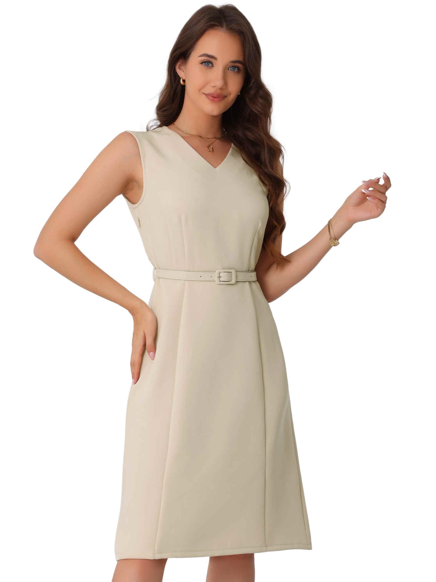Allegra K Robe à carreaux sans manches pour femme - Style vintage - Motif pied-de-poule, Noir et gris, T-Petit