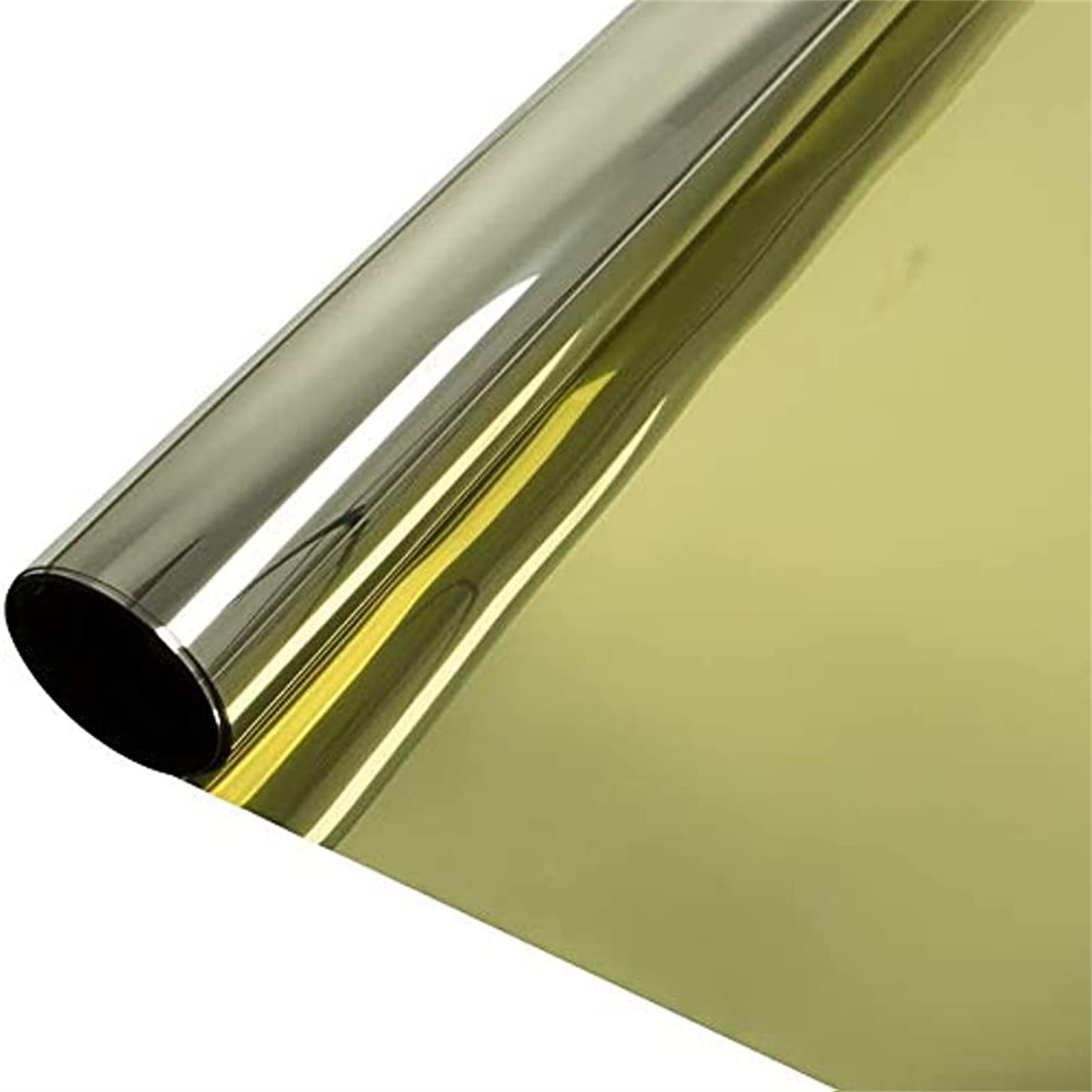 WWYL One Way Window Film Privacy, Reflective Window Film Anti Glare, Mirror Window Film Heat Reducing, Window Tint Film UV Blocker, Static Cling Reflective Film. (Gold Silver,50x400cm)