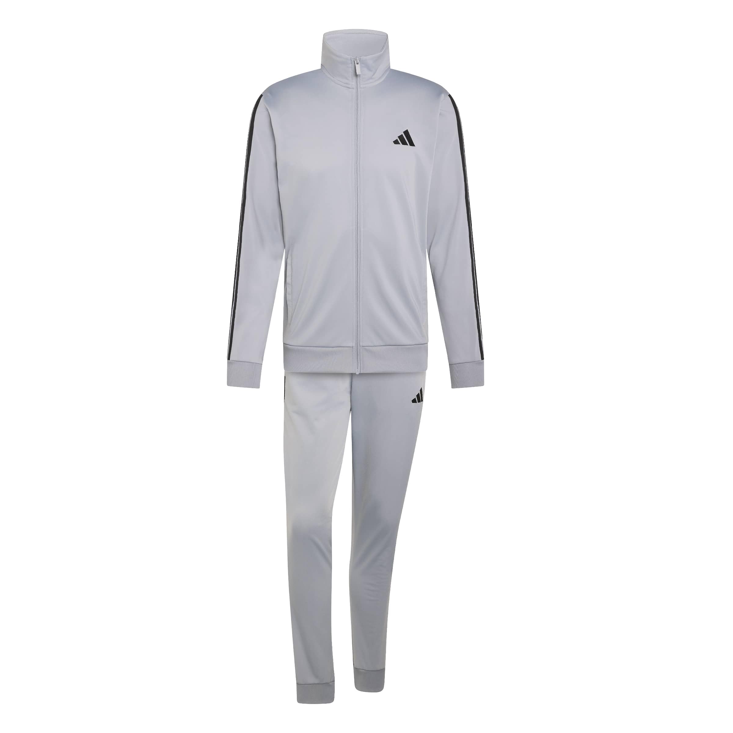 adidas Herren SPORTSWEAR BASIC 3 STRIPES TRICOT TRACKSUIT, halo silver, L