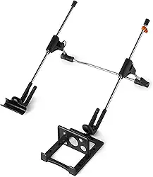 Suporte para Notebook em Aço Dobrável e Altura Ajustável c/Apoio de Celular NR17