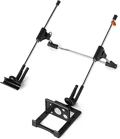 Suporte para Notebook em Aço Dobrável e Altura Ajustável c/Apoio de Celular NR17