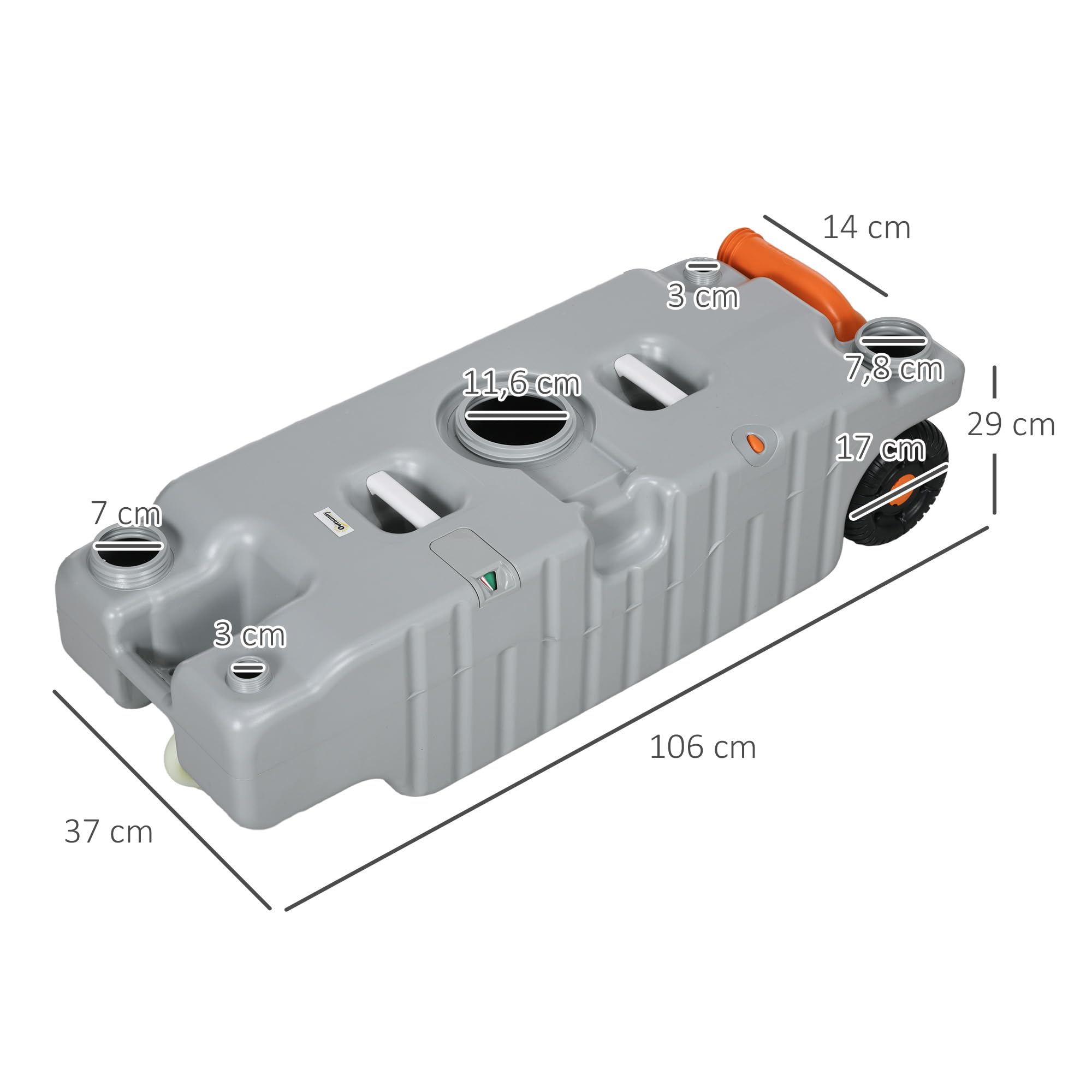 Outsunny - Tanque de agua portátil de 75 litros con indicador de nivel, 3 ruedas y asa para camping