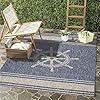 Lr home captiva 5 x 7 indooroutdoor area rug for home decor nautical anchor carpet for living room bedroom playroom patio garden modern farmhouse rug navy bluegray  urban country home decor