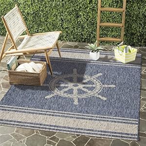 LR Home Captiva 5 x 7 Indoor/Outdoor Area Rug for Home Decor | Nautical Anchor carpet for living room, bedroom, playroom, patio, garden | Modern farmhouse rug | Navy Blue/Gray LR Home Captiva 5 x 7 IndoorOutdoor Area Rug for Home Decor Nautical Anchor carpet for living room bedroom playroom patio garden Modern farmhouse rug Navy BlueGray