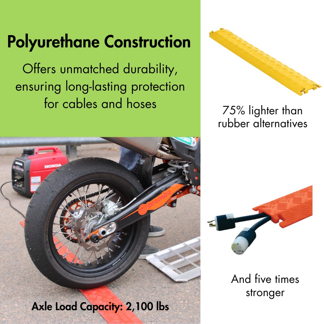 Fastlane FL1X1.5-O Protector de Cable de Poliuretano de 1 Canal con Conectores en Forma de L, Naranja, 36 Longitudes, 5,25 anchuras, 0,75 de Altura por Checkers Industrial Safety Products