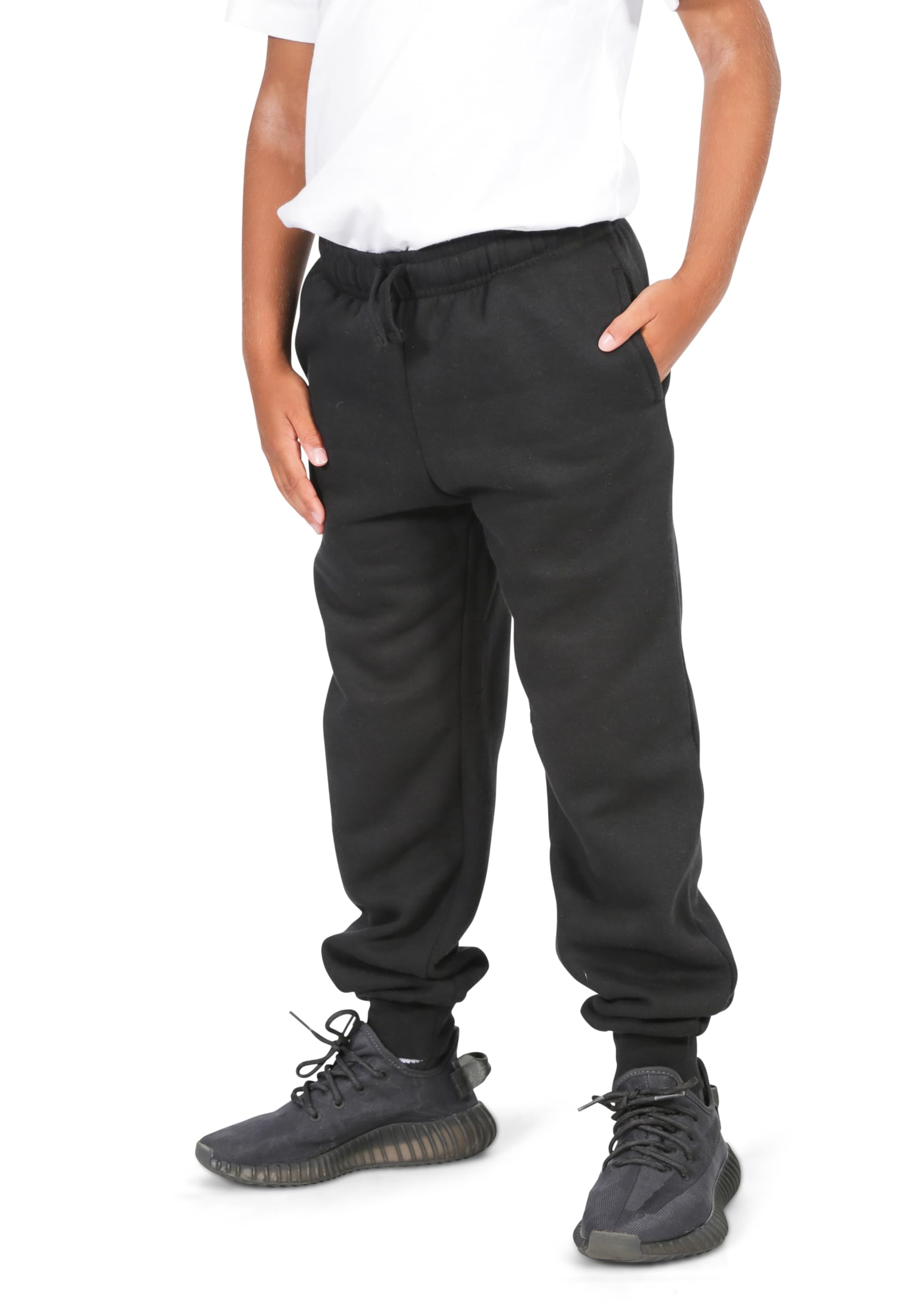 EVERYDAY KIDS Boys Cotton Fleece Sweatpants Joggers with Pockets; Boys Athletic Sweat Pants - Soft and Breathable Cotton Rich