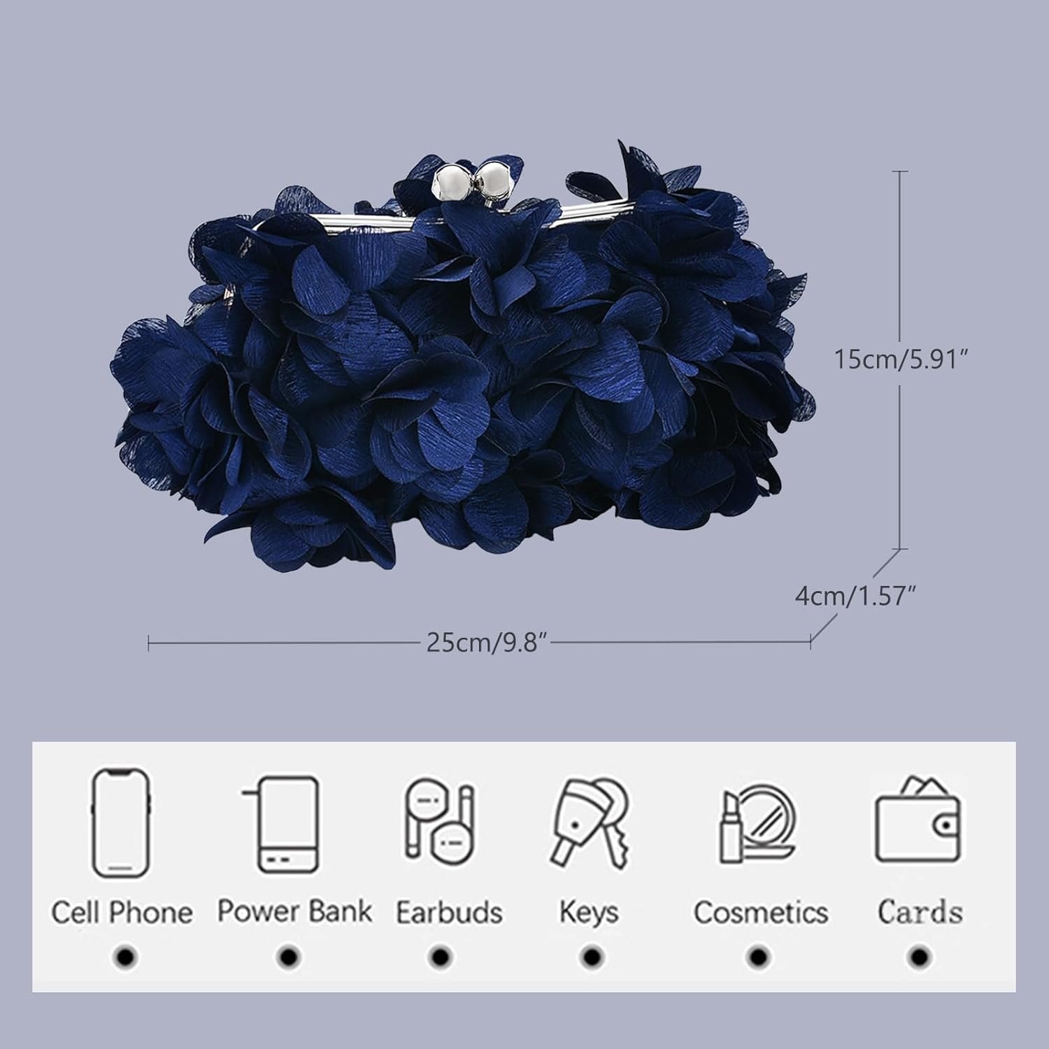 Evening Bags for Women Formal Floral Clutch Purses for Women Wedding Cocktail Party Prom Purse Dressy Handbags - Image 6