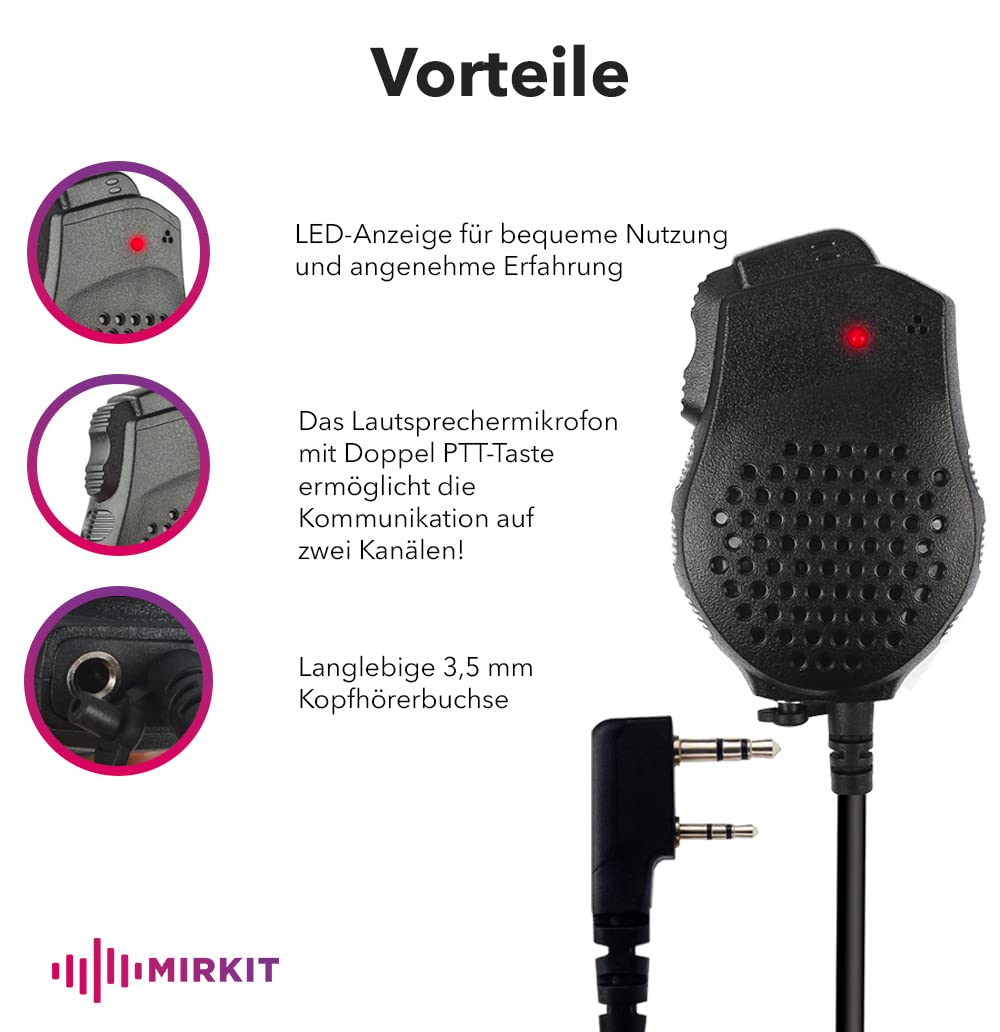 Mirkit Głośnik mikrofon Dual PTT do UV-82