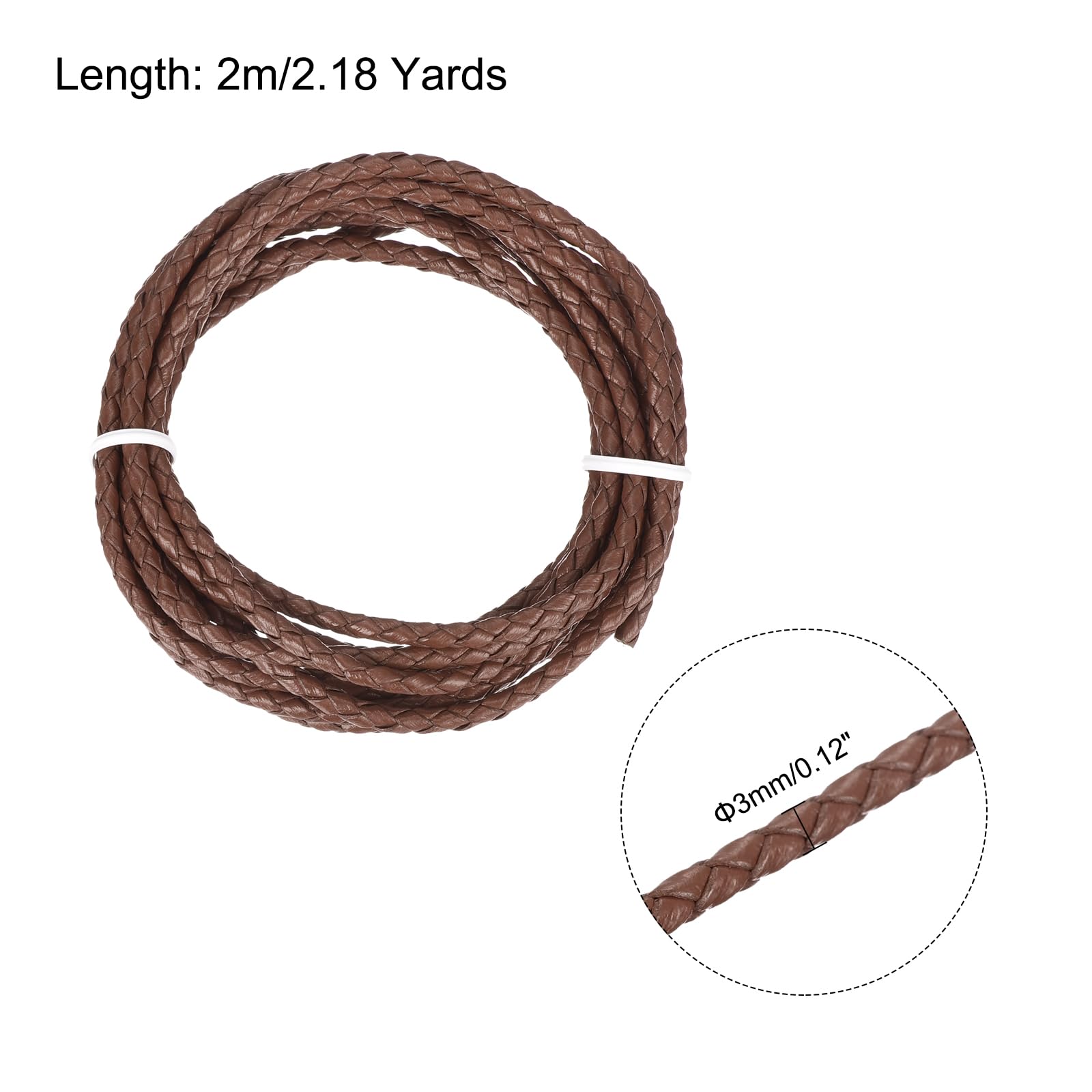 Un Mètre De Cordon En Cuir Synthétique Tressé Beige 3 Mm - Rubans & Cordons/Cordes