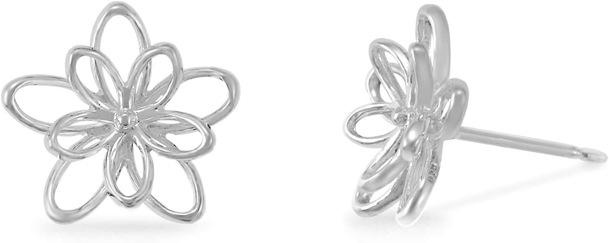 Boma Jewelry Sterling Silver Wire Flower Stud Earrings - Image 5
