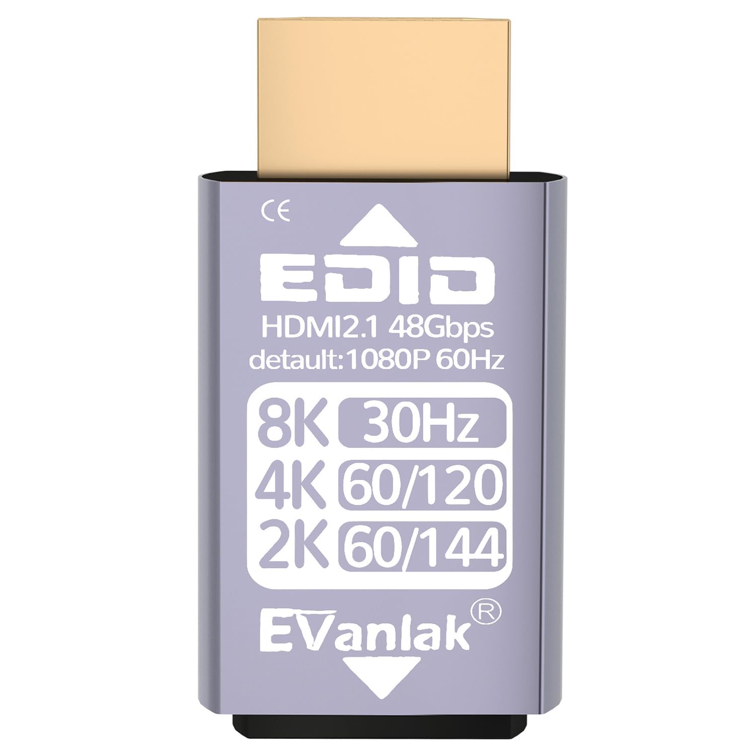 EVanlak HDMI Passthrough EDID Emulator Adapter - Dummy Plug Virtual Monitor Headless Ghost Display, 1080P@60Hz to 8K@30Hz Resolution, 1 Pack