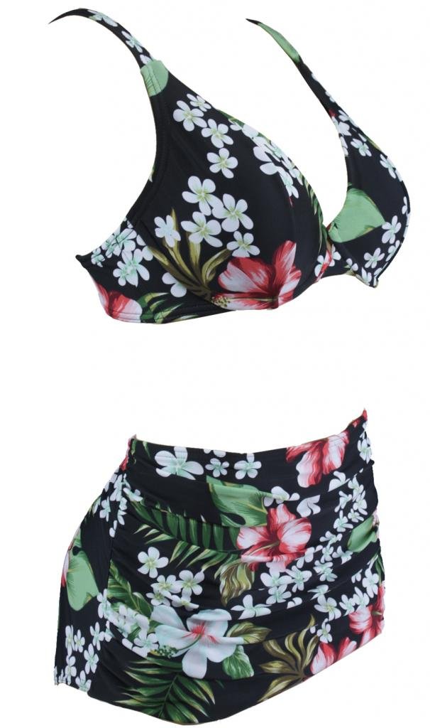 Aloha -Beachwear Donna Vintage Ferretto Bikini Pois Fiore Leo