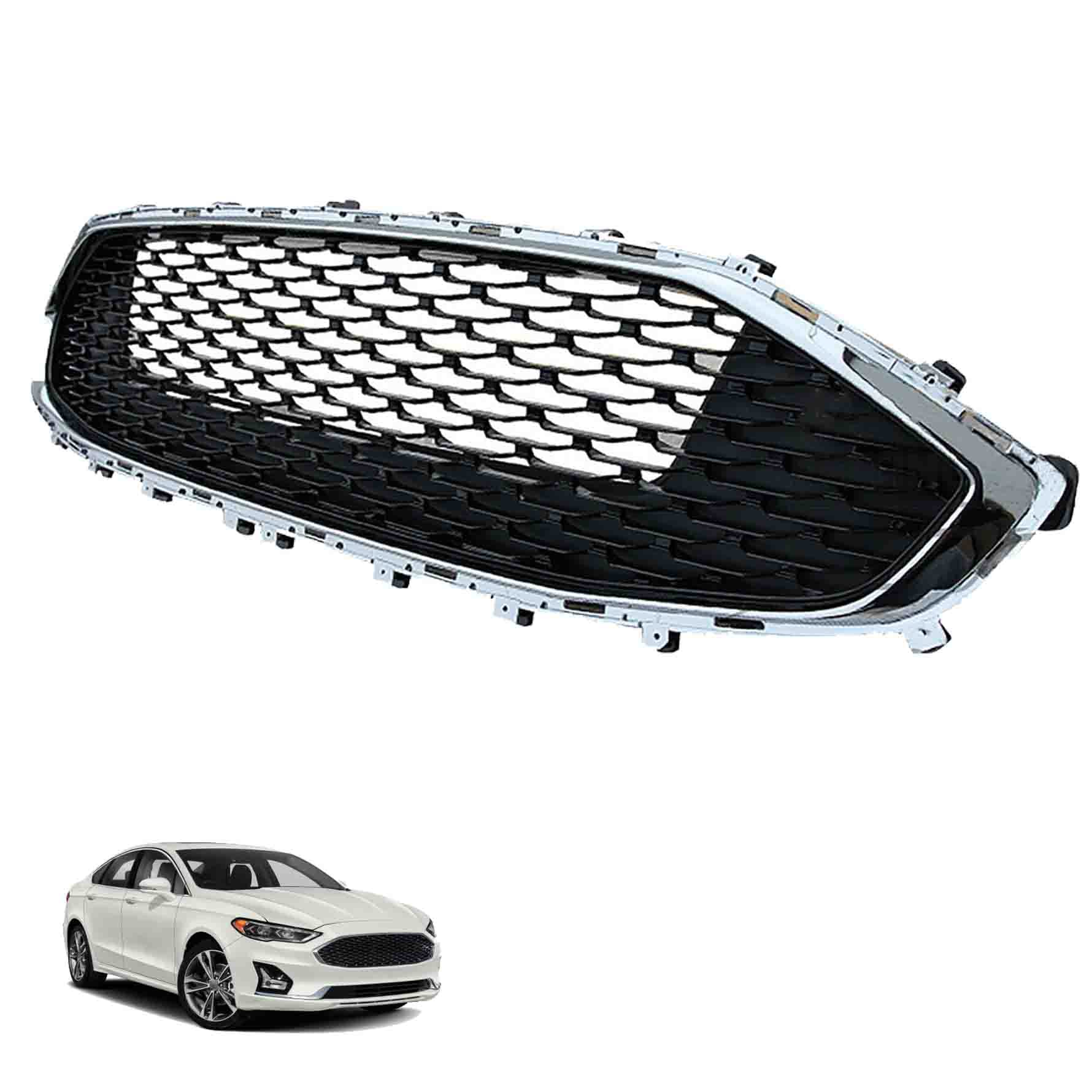 Front Bumper Grille For 2019-2020 Ford Fusion – Gloss Black ABS Mesh Replacement 9 thumbnail image