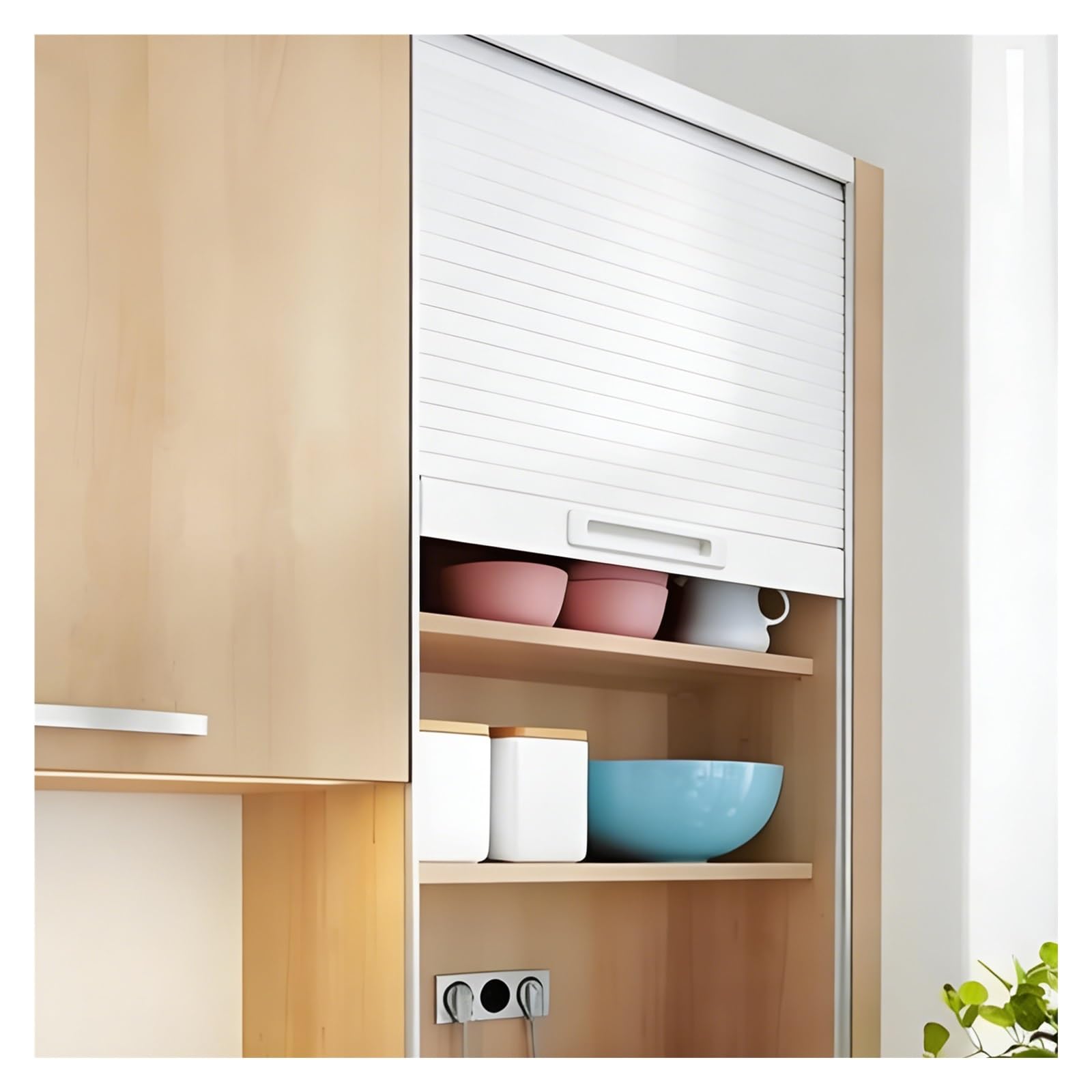 Porte d'armoire enroulable pour cuisine, porte coulissante enroulable pour placard/bureau, imperméable et antirouille (81,3 x 53,3 cm)