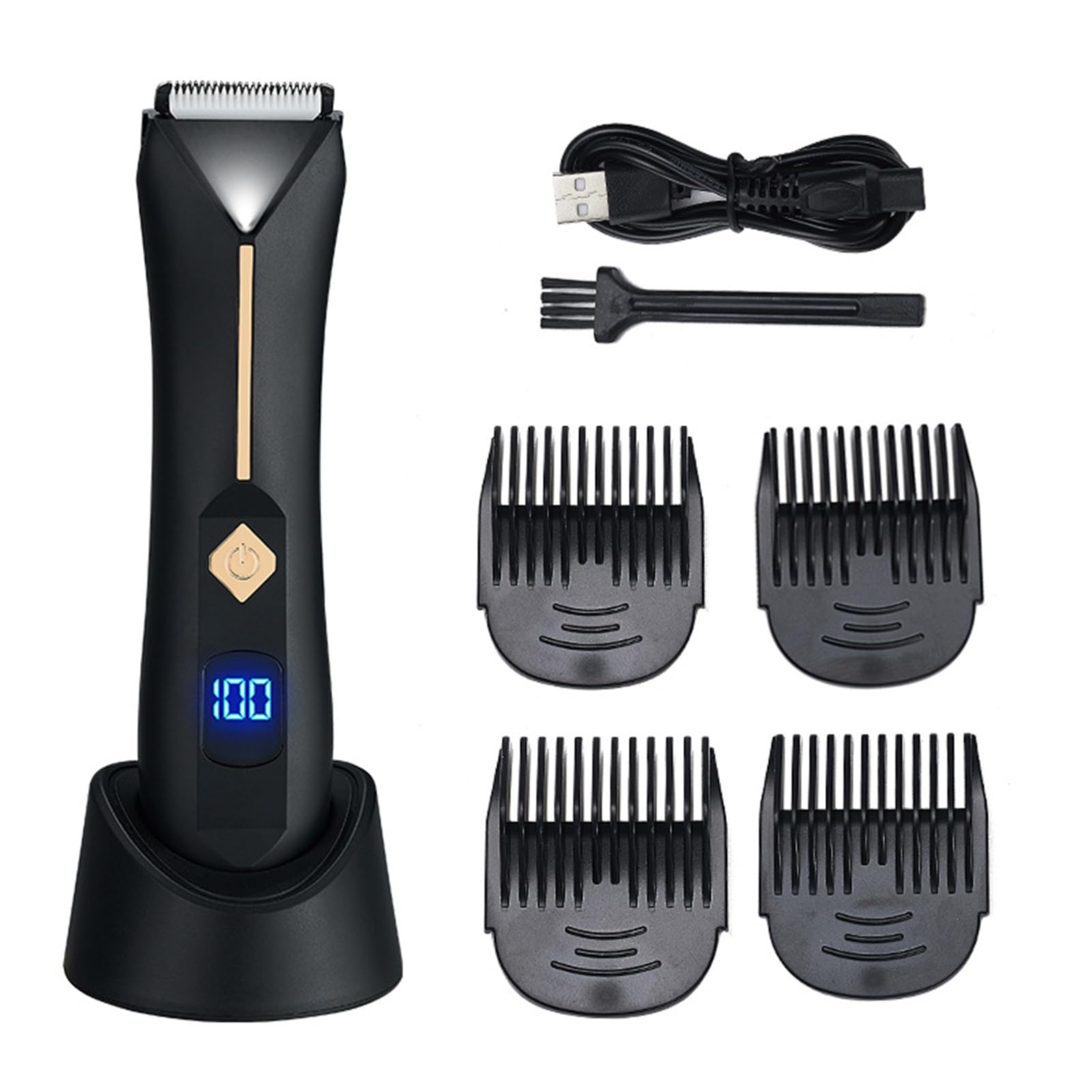 Aparador de Pelos Corporais Masculino, Lâminas de Cerâmica, Barbeador Suave e Seguro,
