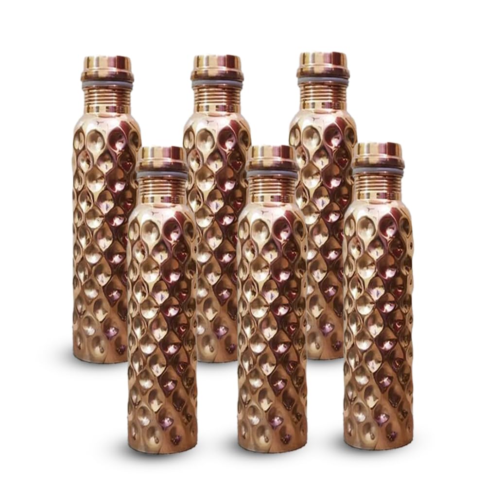 NORMAN JR, 2021 Edition - 1 Liter Pure & Healthy Delux Kupfer Wasserflasche Original Matt Hammered Style Kupfer Gefäß für Sport, Fitness, Yoga, natürliche Gesundheit Vorteile