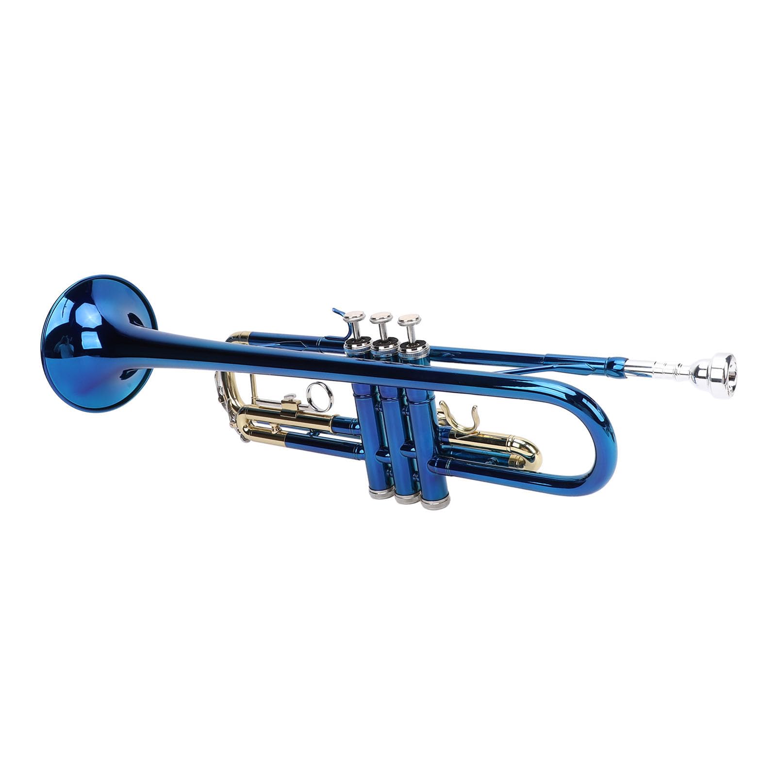 Generic Tromba in Sib Finitura Blu con Comodi Pulsanti per le Dita per Musicisti Principianti e Spettacoli, Materiale in Rame 1 unità