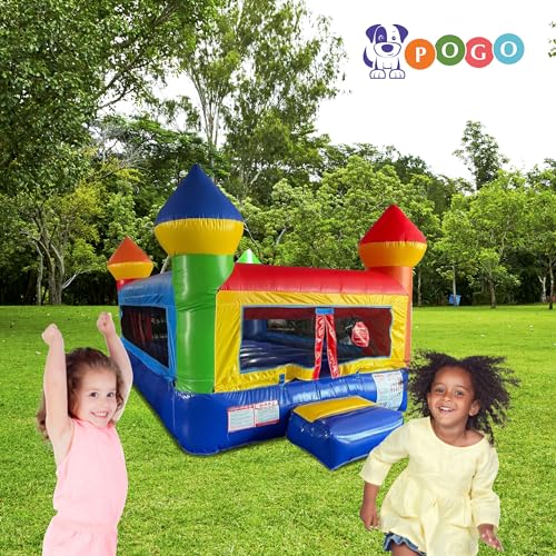 Crossover Junior Inflatable Bounce House, Bouncy Jump Castle for Small Kids and Toddlers, Outdoor Birthday Party Jumping Bouncer, Without Blower, 13.5 x 8 x 7 Ft, Classic Rainbow - Image 3