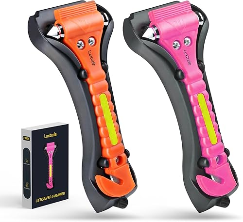Luxtude Rompeventanas de automóvil, rompevidentes, cortador de cinturón de seguridad para romper ventanas, herramienta de escape de automóvil,