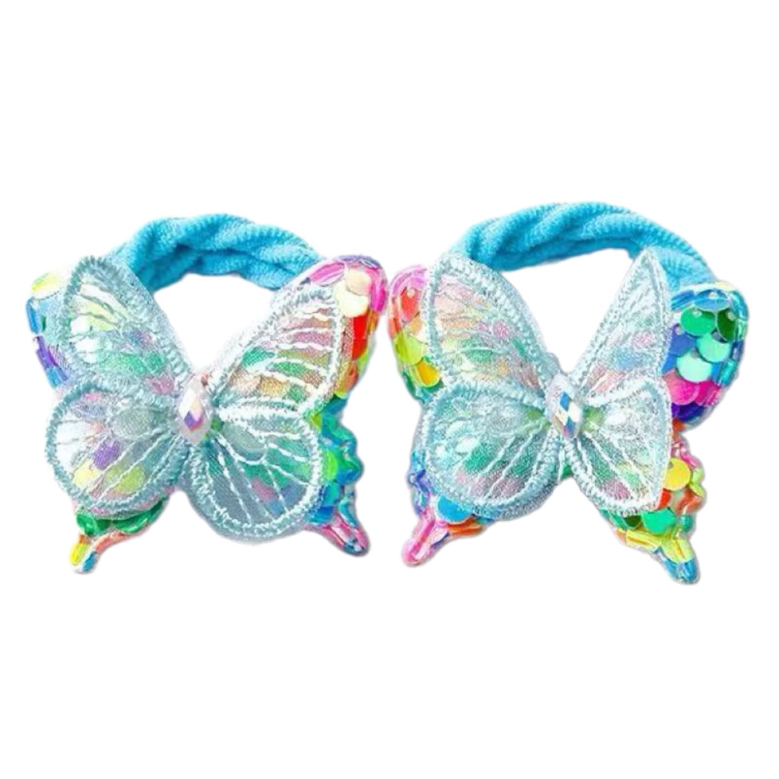 MICFENY Butterfly Hair Rope Hair Bun Scrunchies Elastic Hair Rope Sequined Hair Scrunchy Blingbling HairBands Female Accessories