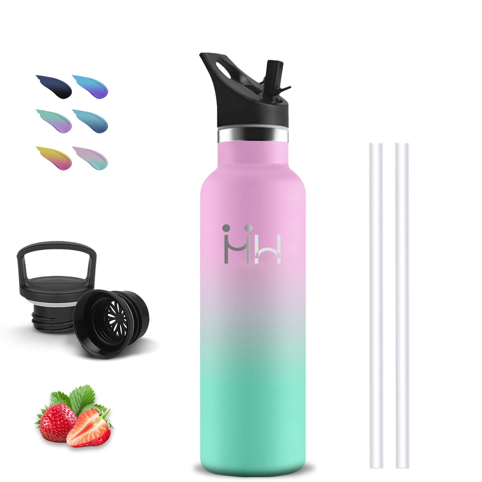Borraccia Termica- 0,5 litri- Borracce, Senza BPA, Borraccia con Cannuccia, Senza Perdite, Borraccie Acciaio Inox, Borraccie Metallo, Doble Aislamiento, Borracce Termiche per Scuole, Uffici, Viaggio