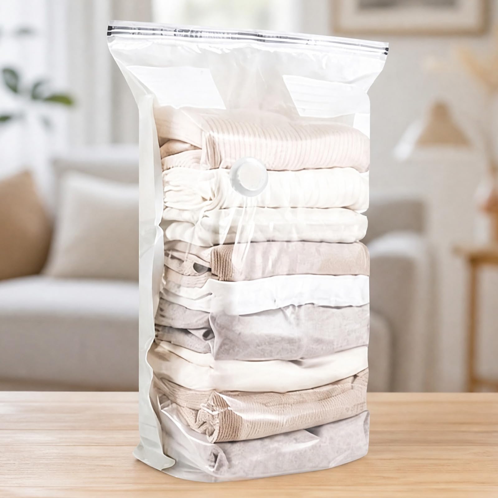 Bolsas de almacenamiento al vacío, bolsas reutilizables para ahorrar espacio, prensa y sellar para ropa, ropa de cama, edredones, equipo fuera de temporada, no necesita bomba, 9 paquetes para una