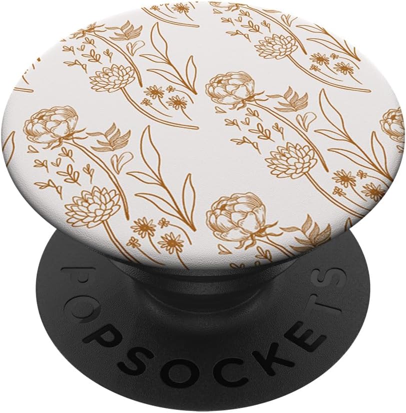 Flowers Floral Beige Terracotta Bohemian Aesthetic Women PopSockets Adhesive PopGrip