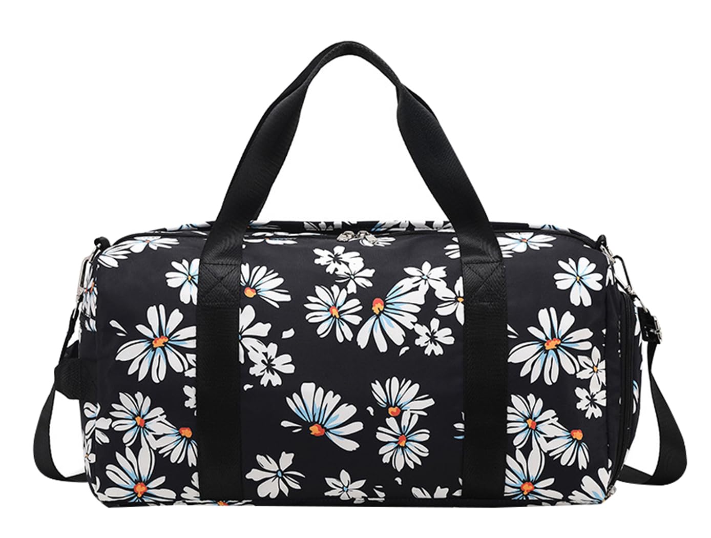 SellerFun Teens Women Travel Bag Girls Gym Duffle Bag Sports Ballet Bag with Shoe Compartment (Black Floral Print, 23 Liters) โ image 1