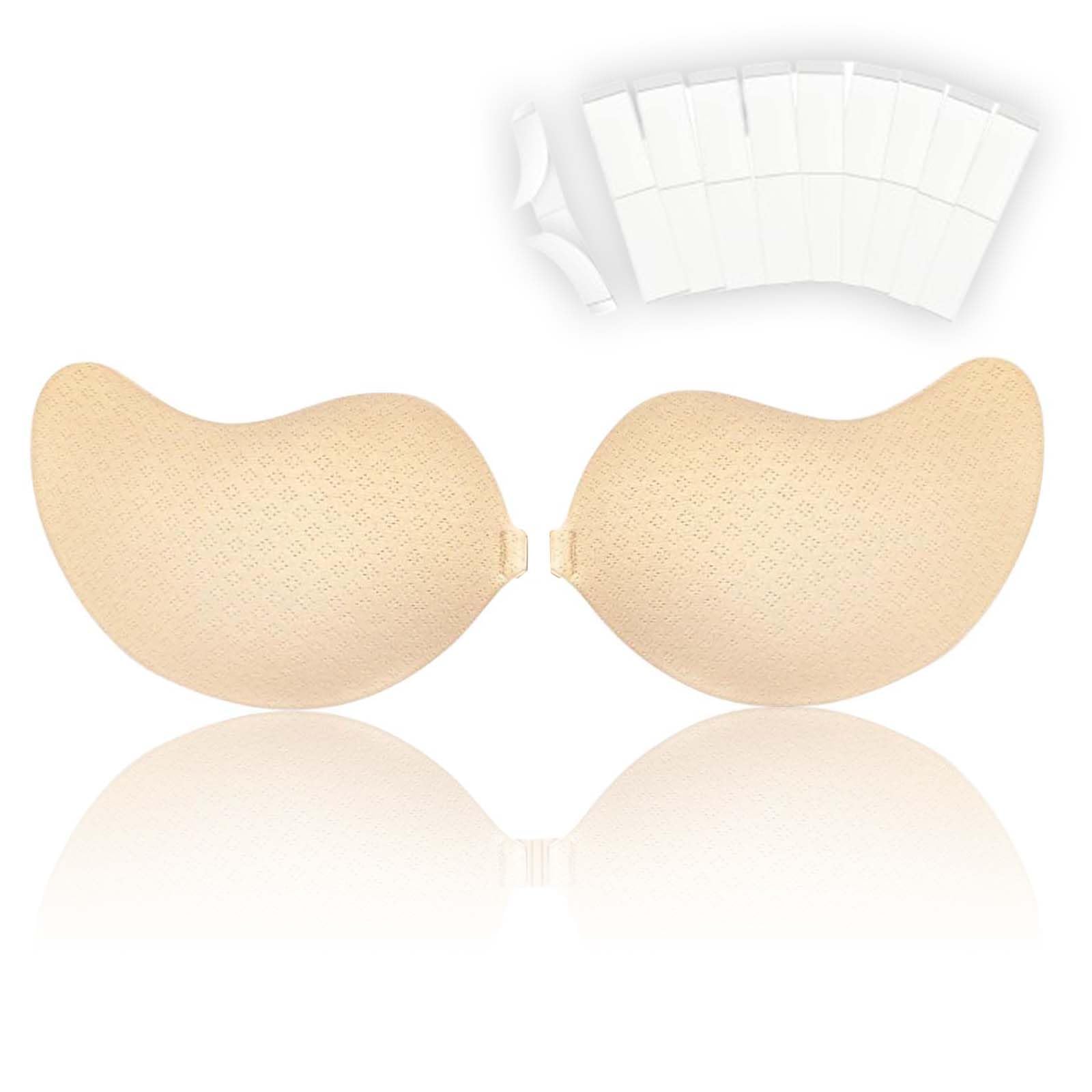 Orgot Women's Beige Sticky Bra Push Up, Adhesive Strapless Bra For Reusable Invisible Backless Stick On Bra, Self-Adhesive Bra For Strapless Backless Dress