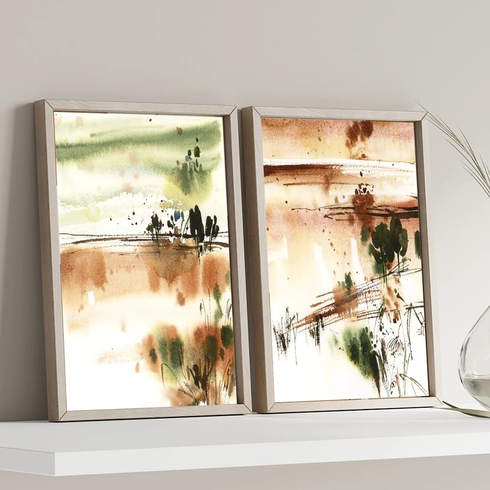 WBYZAC 2 Pieces Poster-Abstract Nature Posters And Prints Watercolor Landscape Wall Art Canvas Painting Nordic Wall Pictures Bedroom Living Kitchen Room Decor-60 * 70cm (No Frame)
