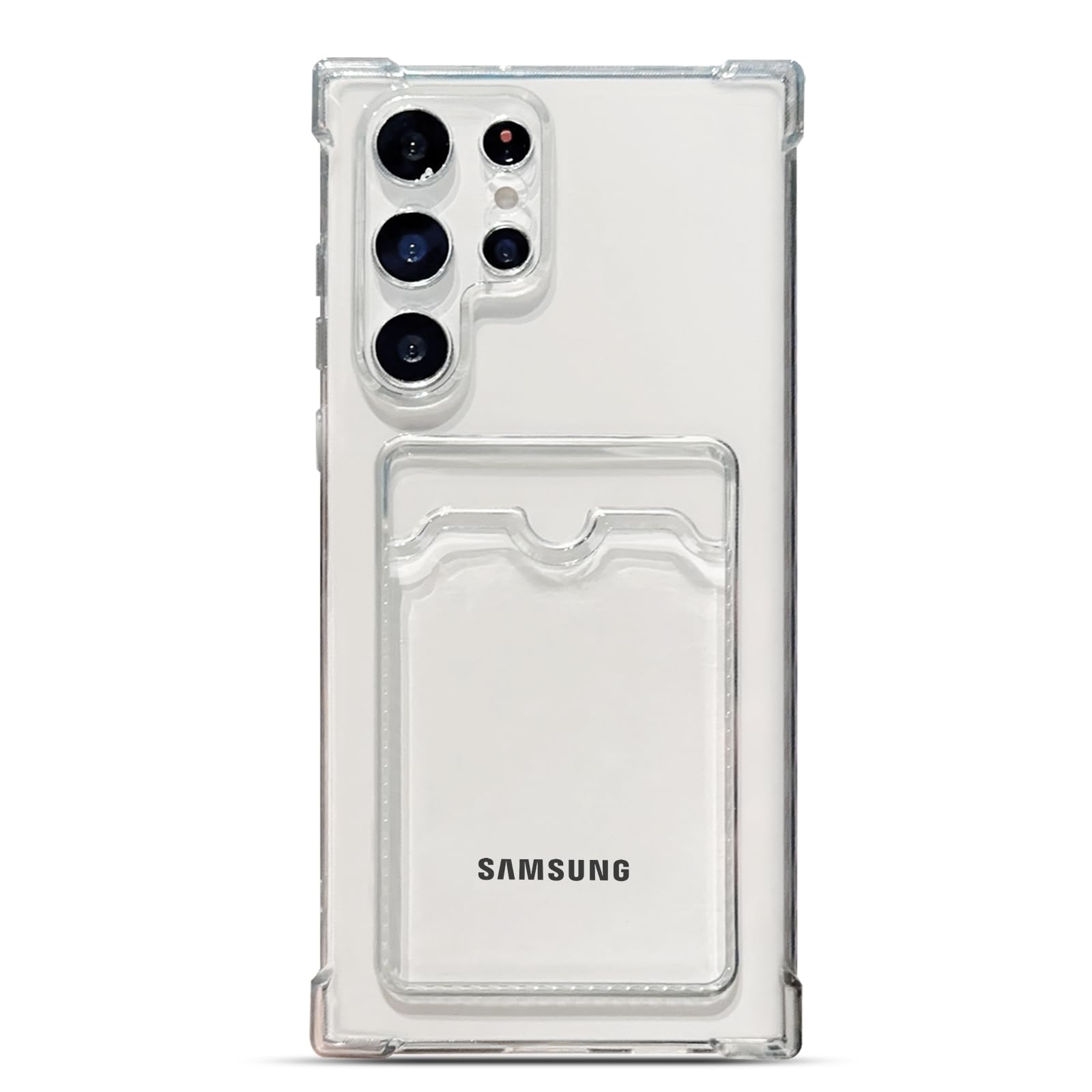 Tuokiou Funda para Samsung Galaxy S24 Ultra, funda protectora transparente con ranura para tarjetas, ajuste delgado, resistente a las caídas, funda tipo cartera de TPU suave con parachoques, bonita