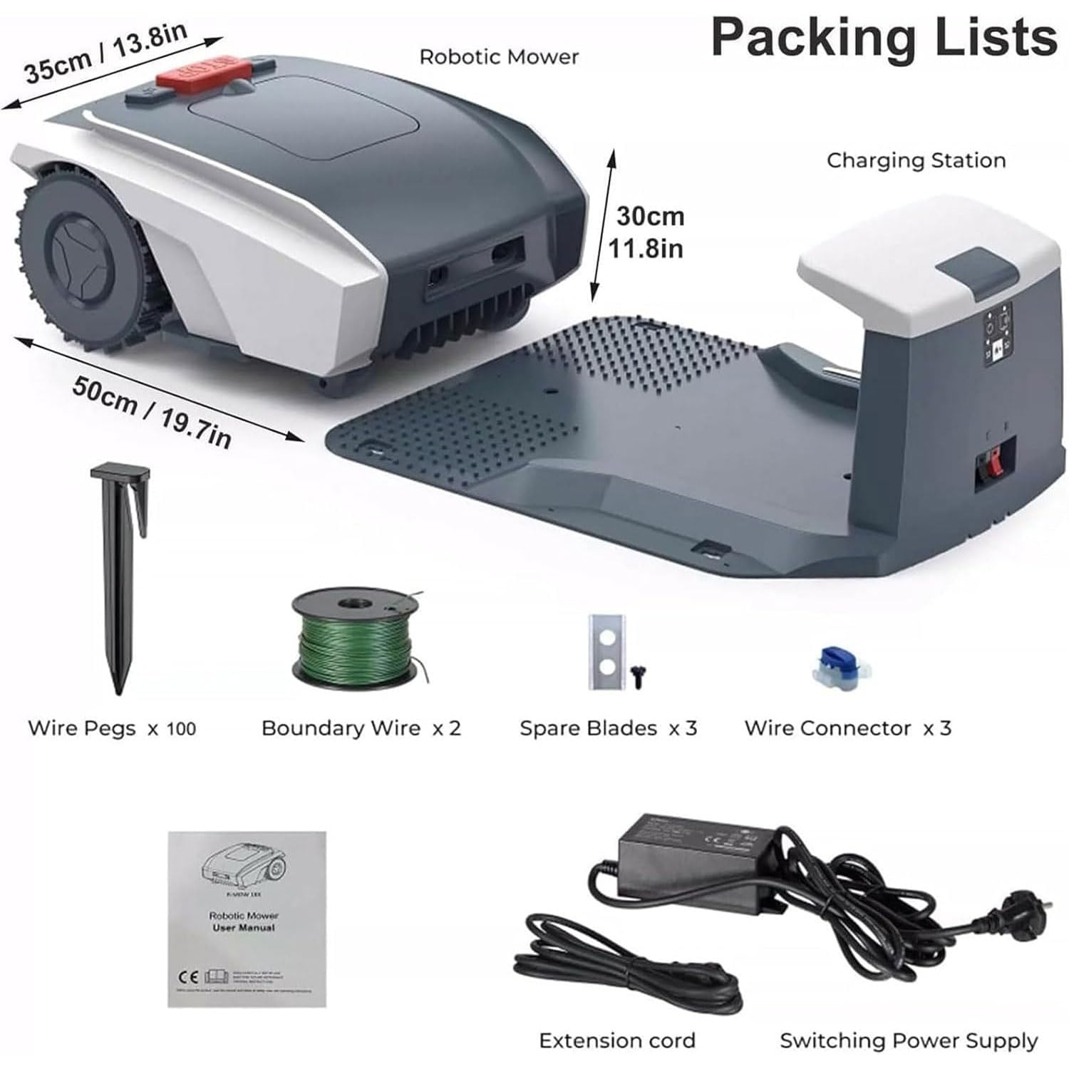 Robot Cortacésped para Césped De 1500 M2, Robot Cortacésped Automático Inteligente con Navegación GPS, Pendiente del 25%, Ultra Silencioso, Batería De Litio De 5.0Ah, Altura De Corte 20-50mm