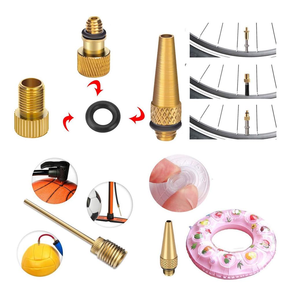 Adattatore Valvola Bici Kit 27 Pezzi Pompa Bicicletta Presta per Pneumatici