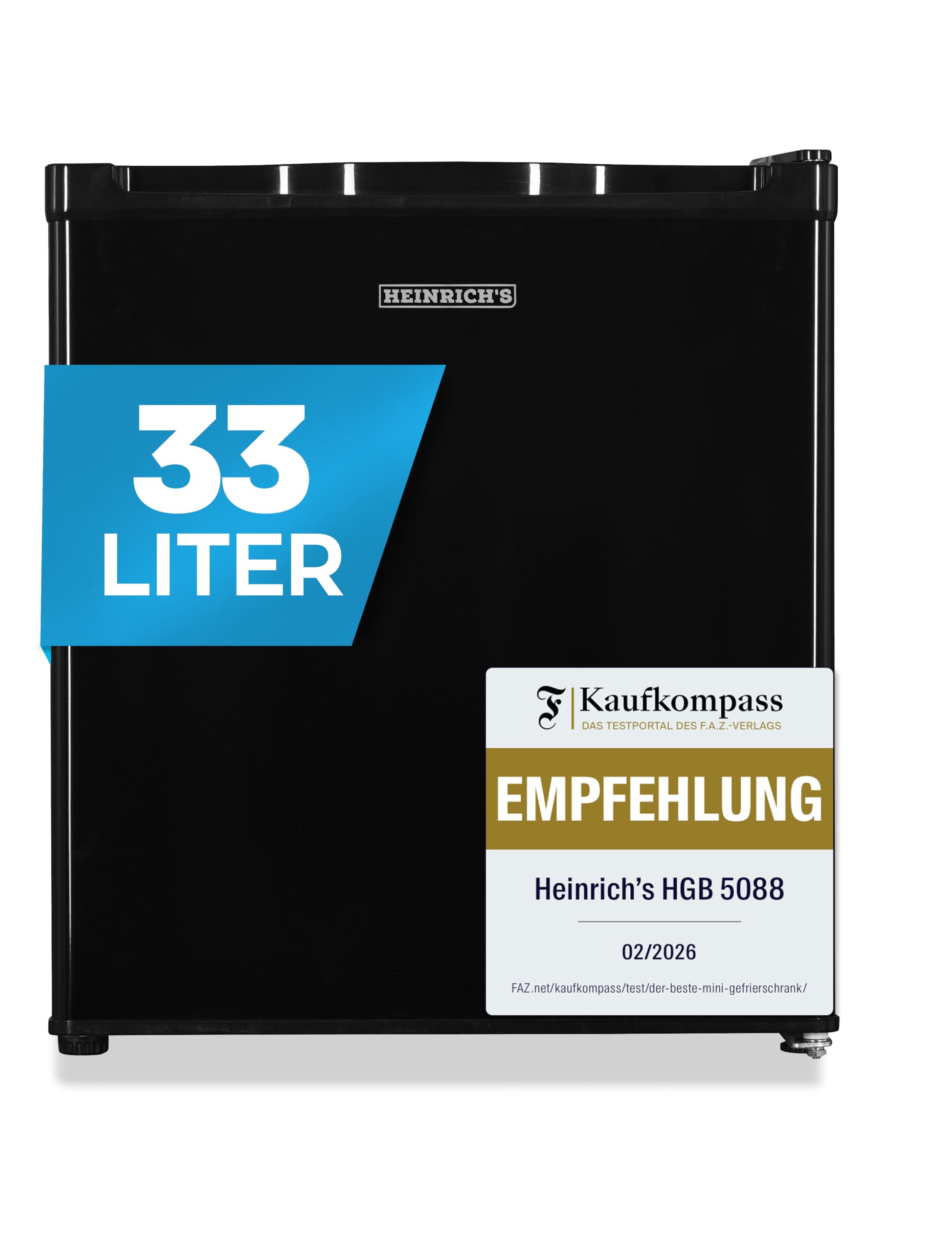 Heinrich´s Mini congelatore da 33 l, -18 °C, piccolo, silenzioso, 40 dB, con cerniera della porta intercambiabile, perfetto per ufficio, campeggio, attività all'aperto