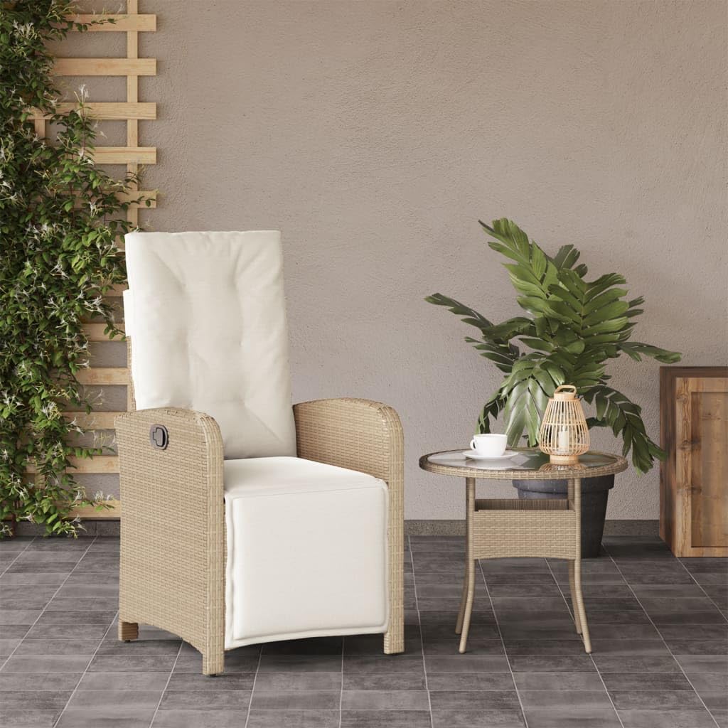 Poltrona reclinabile da giardino con poggiapiedi rattan PE Beige Sedie da esterno resistente alle intemperie, poltrone per terrazze, mobili da giardino, poltrone da giardino
