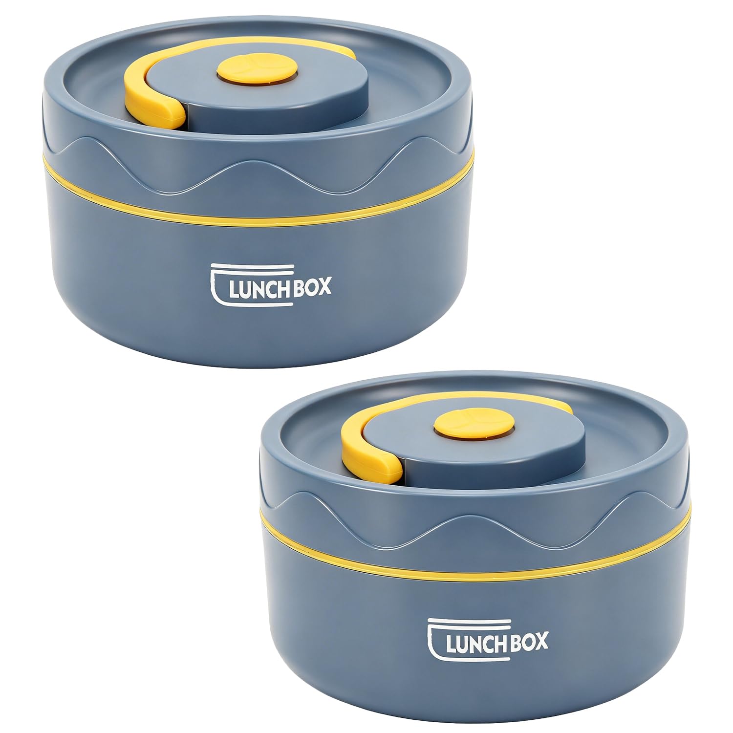 Hapivida Food Thermo, 304 Stainless Steel Double Layer Soup Container Portable Round Shape Insulated Lunch Food Jar Wide Mouth Bento Box 420ml for Work, School, Outdoor Dining (Insulated Blue*2pcs)