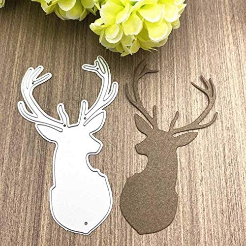 Merry Christams Deer Cutting Dies for Card Making,Elk Head Cutting Dies Cut Stencils for DIY Scrapbooking Photo Album Decorative Embossing Paper Dies for Card Making Templated+Cute Brooch Pin
