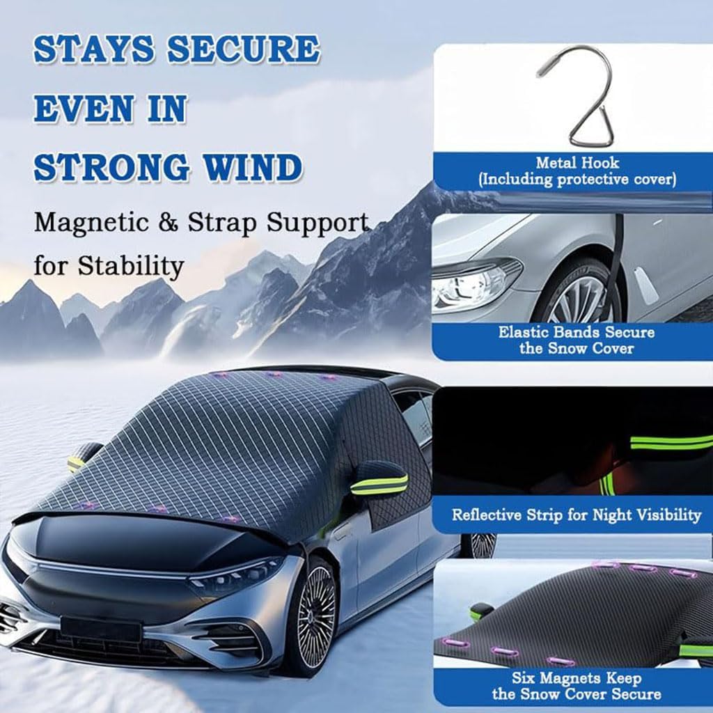 Car Windshield Snow Cover for Dodge RAM 1500 2000-2019 2020 2021 2022 2023 2024 2025 2026, Windshield Cover for Ice and Snow Winter Waterproof Sun Shade Car Accessories,A