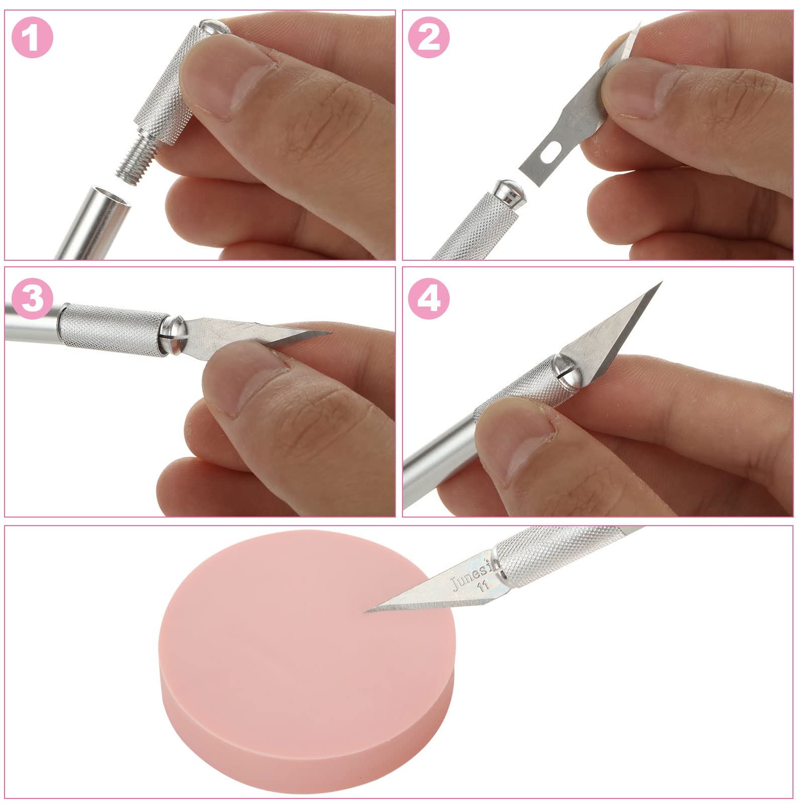 Paquete de 30 unidades de linóleo para hacer impresión, bloque de talla rápida rosa, bloques de impresión redondos para estampado, bloques de tallado de goma para impresión, manualidades de 3