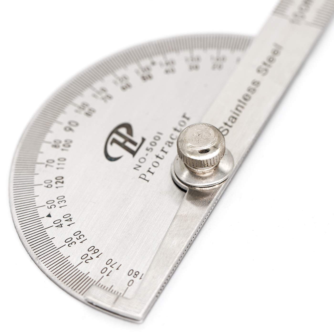 0-180° Protractor Stainless Steel Angle Adjustable in Centimeter Ruler 100mm Round Head Angle Ruler - Image 2