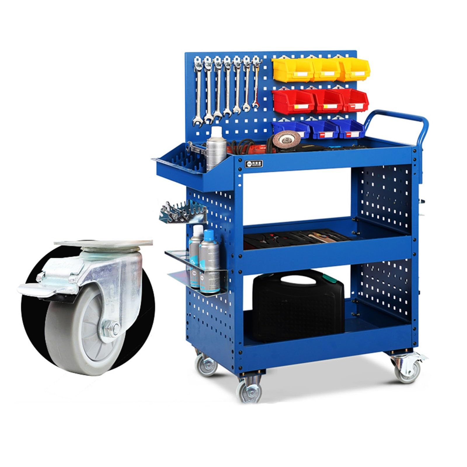 Facilitar el Transporte Carro de herramientas rodante con cajón, gabinete organizador de almacenamiento resistente, carro de servicio industrial Uso fácil(Blue)
