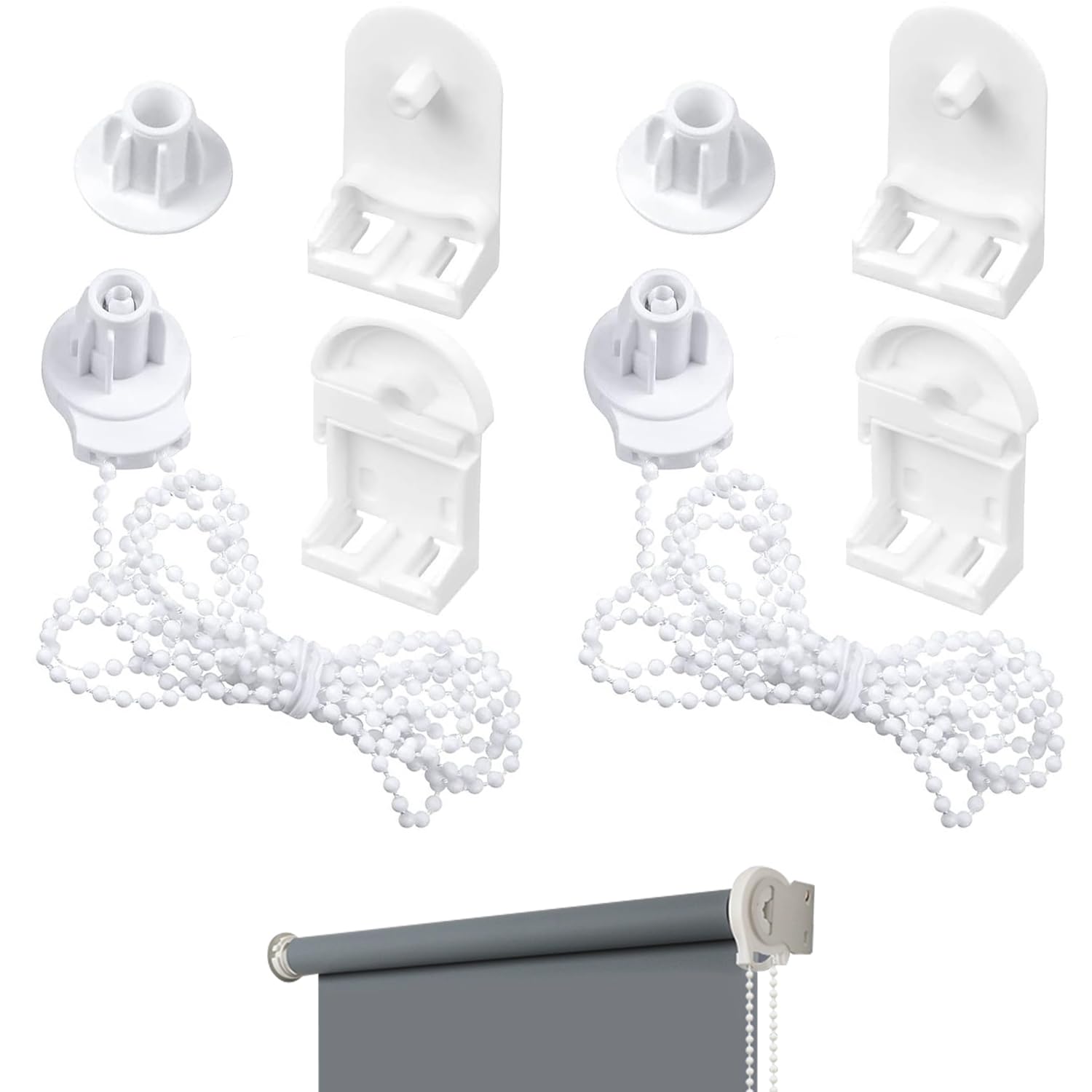 Fizzix 2 Sets Plastic 25mm Curtain Roller Blind Accessories, Roller Blind Fittings Replacement Repair Kit